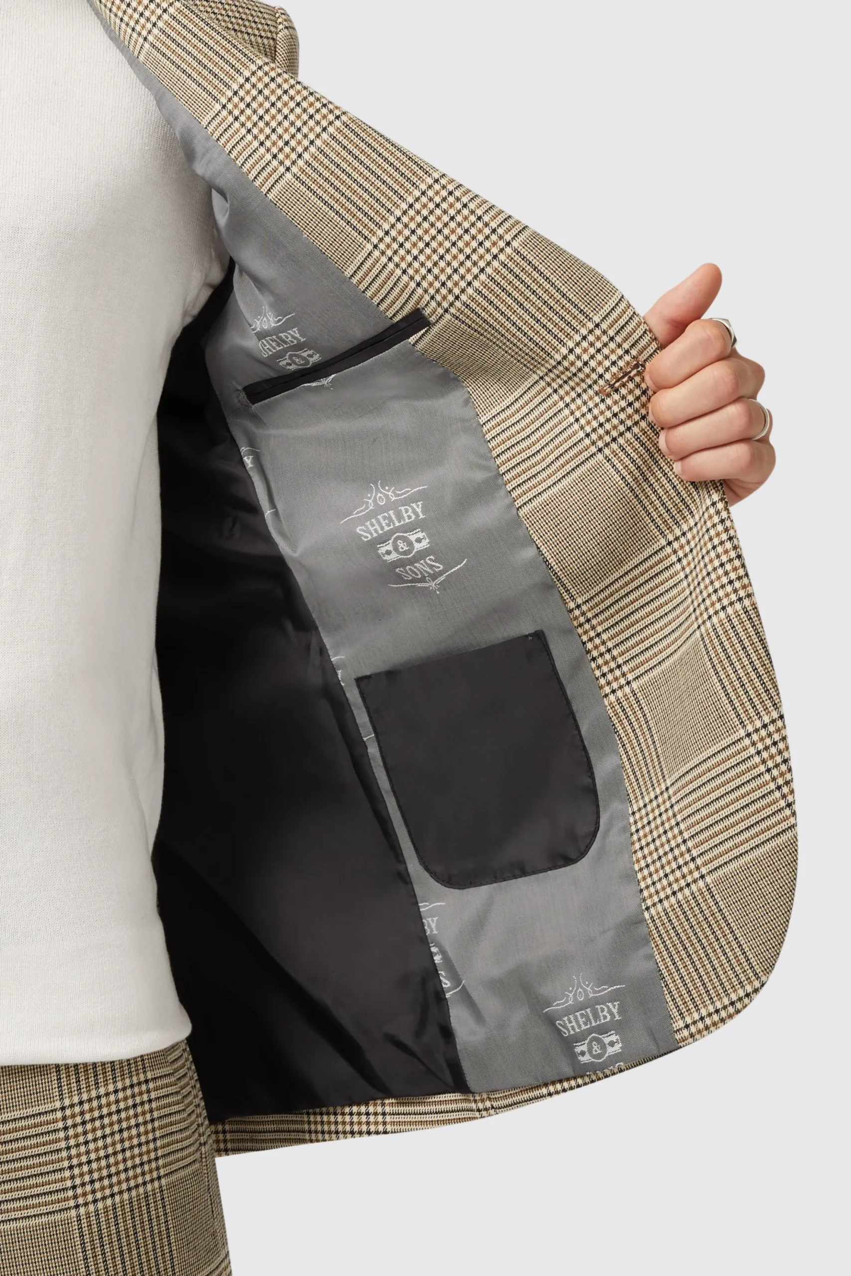Strauss Slim Fit Neutral Check Jacket