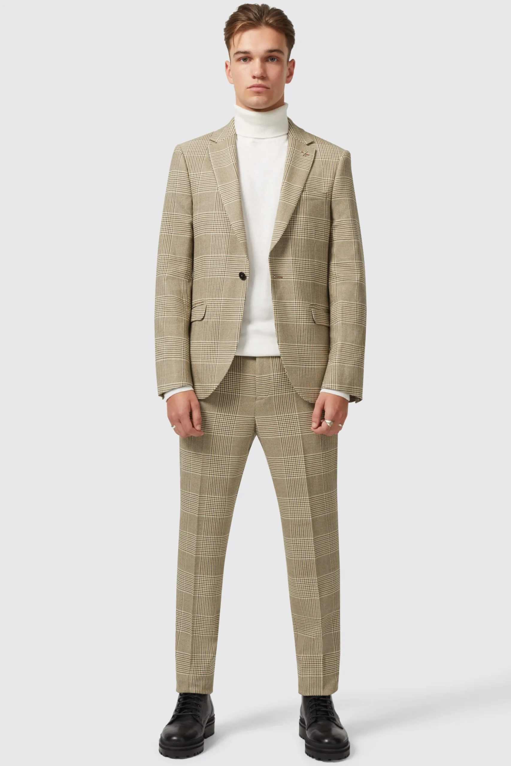 Strauss Slim Fit Neutral Check Trouser