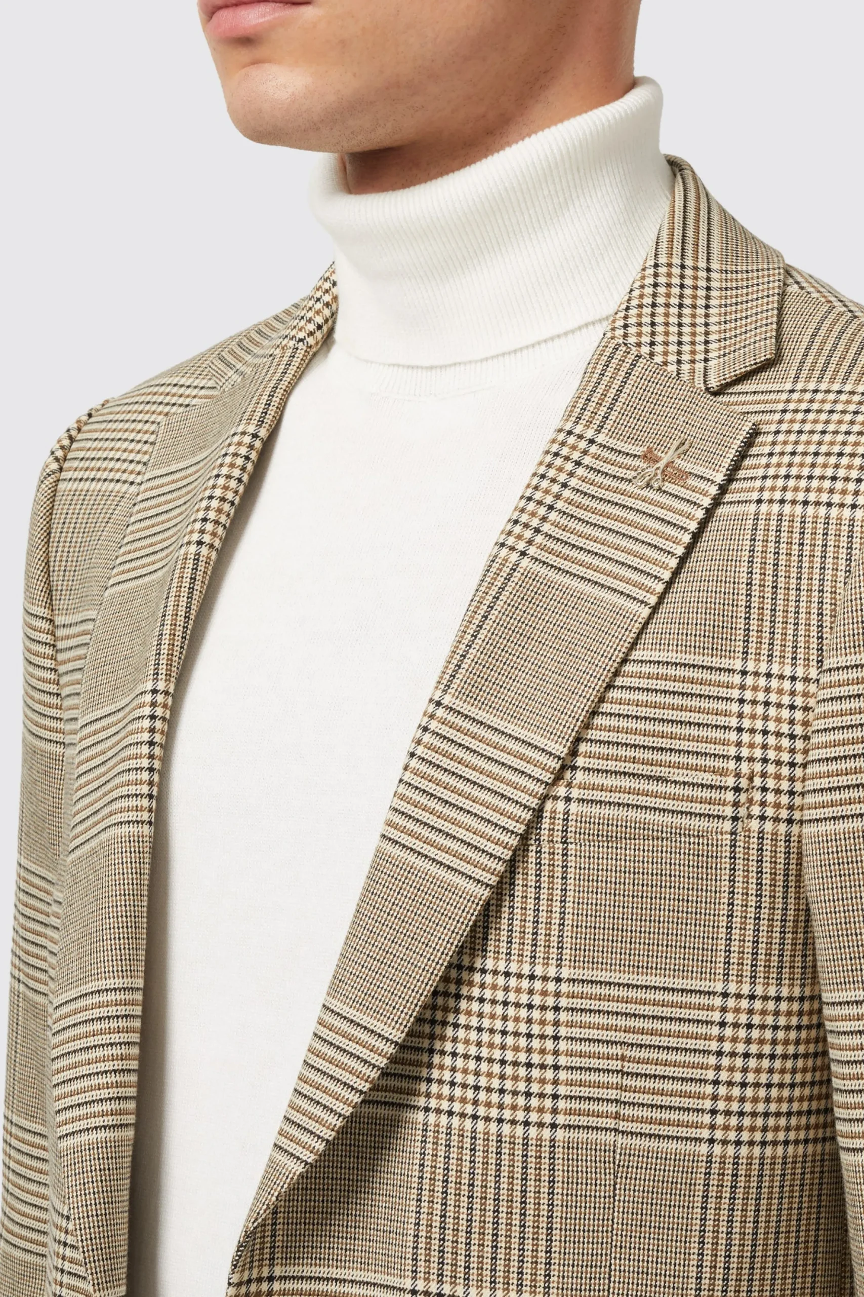 Strauss Slim Fit Neutral Check Suit