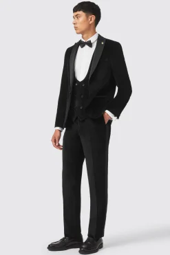 Sylvester Skinny Fit Black Velvet Tuxedo Suit