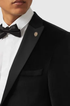 Sylvester Skinny Fit Black Velvet Tuxedo Jacket