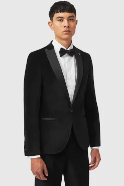 Sylvester Skinny Fit Black Velvet Tuxedo Suit
