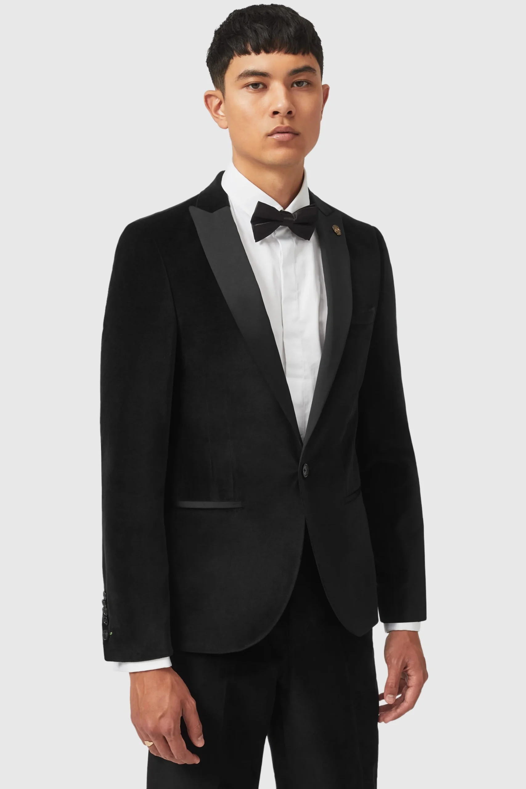 Sylvester Skinny Fit Black Velvet Tuxedo Suit