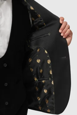 Sylvester Skinny Fit Black Velvet Tuxedo Jacket