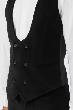 Sylvester Skinny Fit Black Velvet Tuxedo Waistcoat