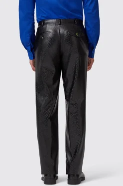 Trinity Slim Fit Faux Leather Snakeskin Trousers