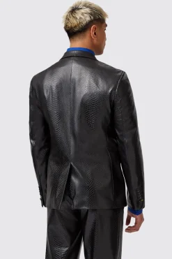 Trinity Slim Fit Faux Leather Snakeskin Suit