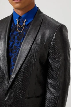 Trinity Slim Fit Faux Leather Snakeskin Suit