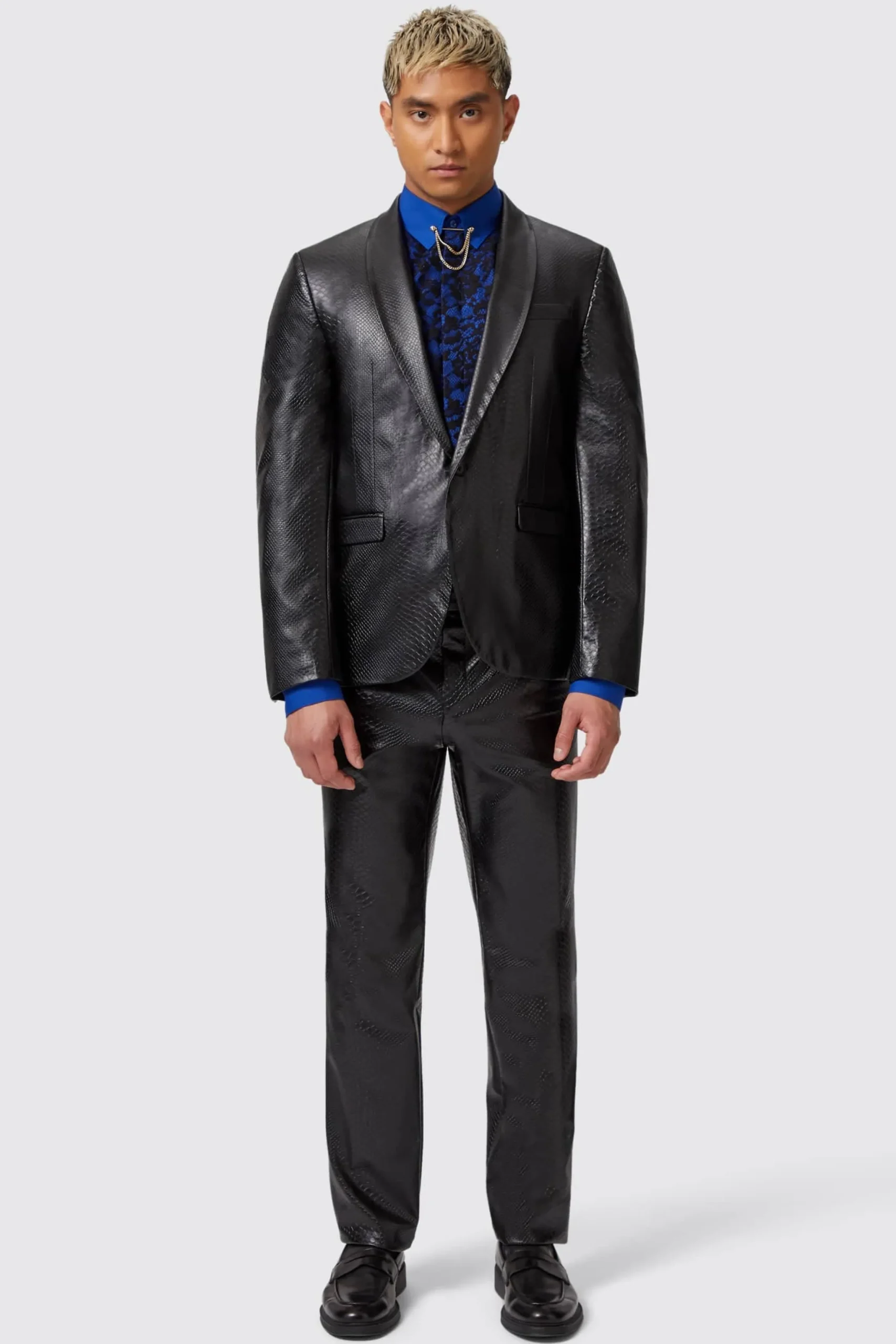 Trinity Slim Fit Faux Leather Snakeskin Jacket