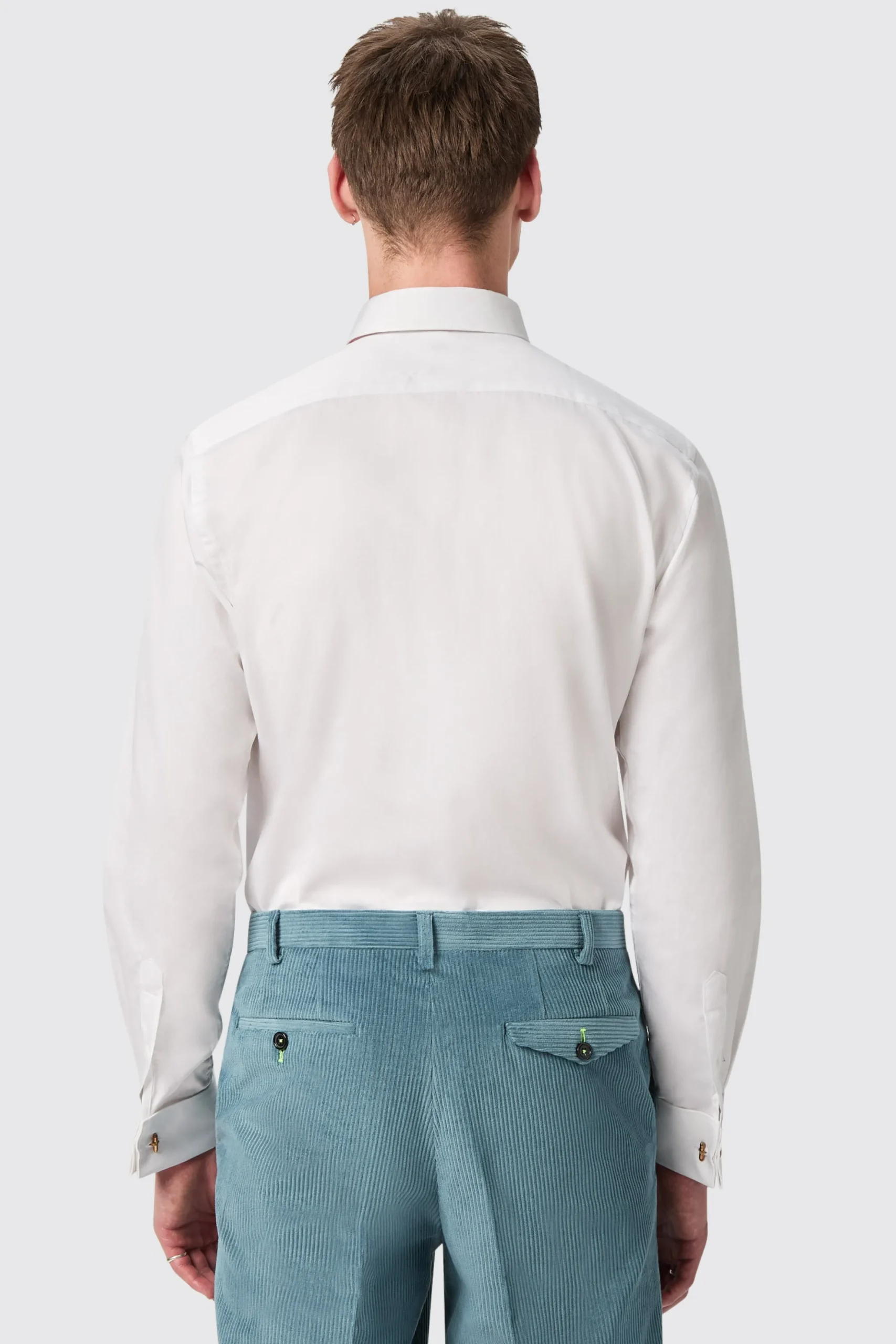 Westwood Skinny Fit White Double Cuff Cotton Shirt With Cufflinks