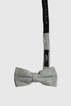 Wheel Grey Herringbone Bow Tie