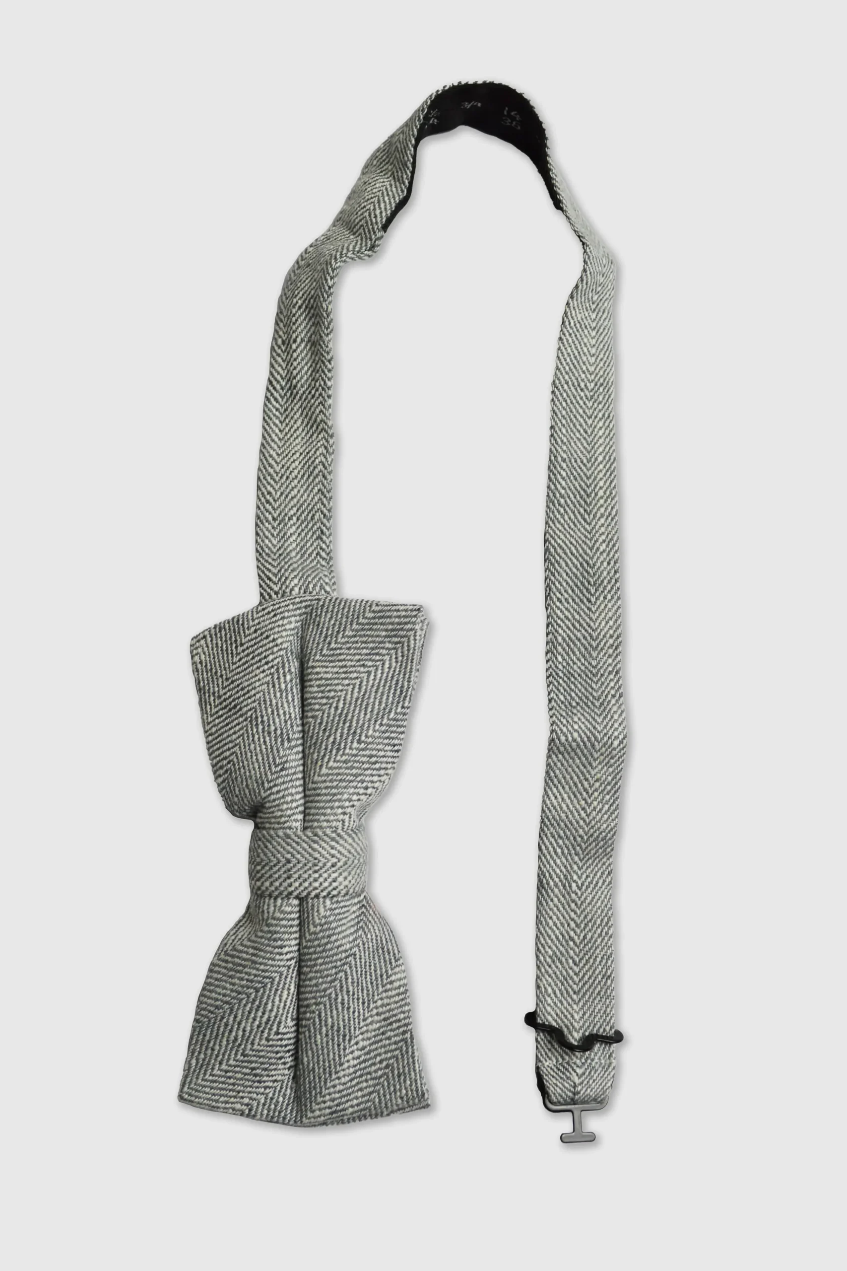 Wheel Grey Herringbone Bow Tie
