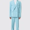 Zidan Oversized Blue Jacquard Double Breasted Suit