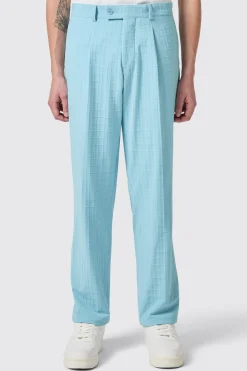 Zidan Oversized Blue Jacquard Trousers